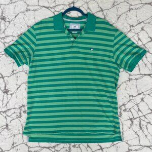 SOUTHERN TIDE Striped Polo Shirt Men's XL Light Dark Green Stripes Collared
